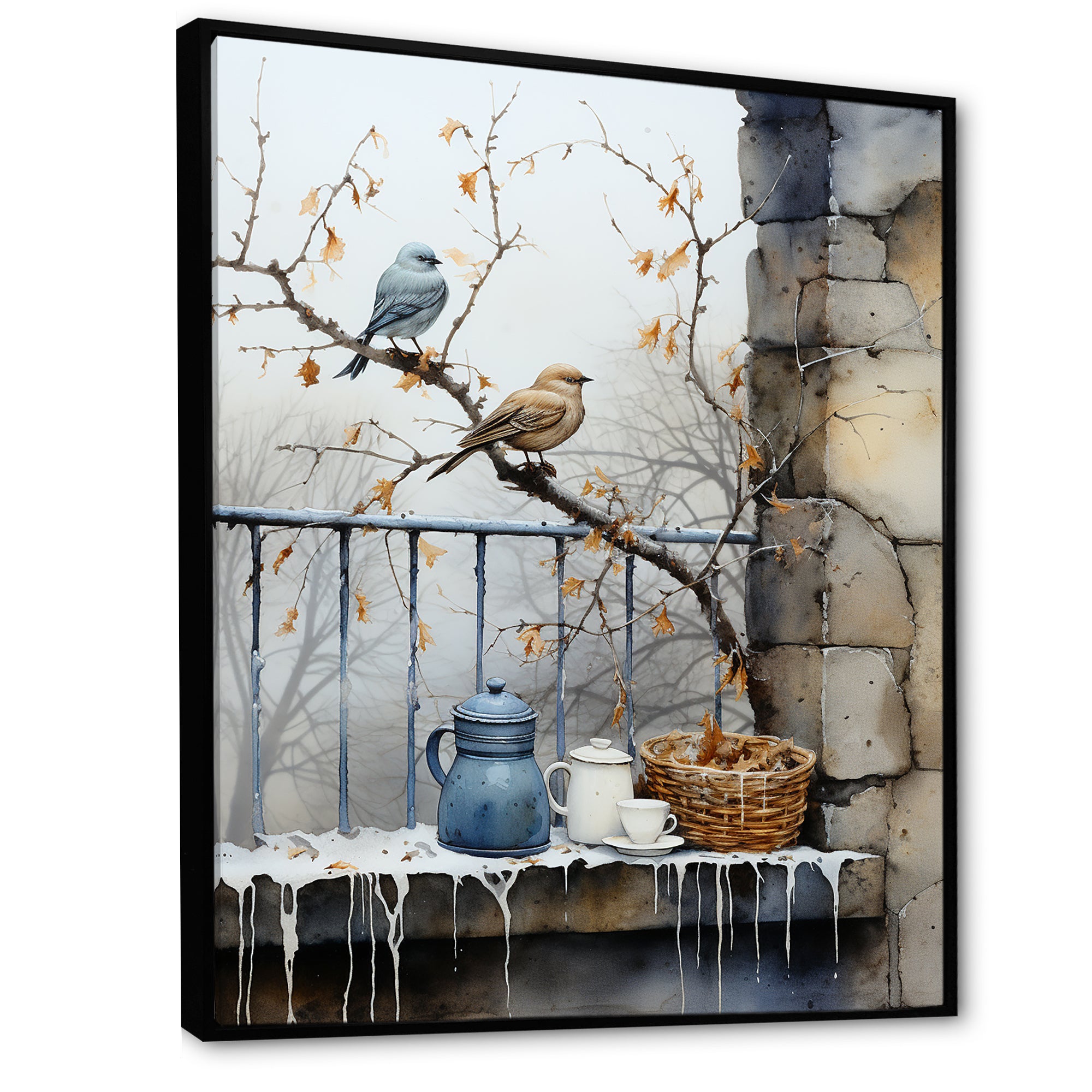 Snowy birds window views - Bird Wall Decor