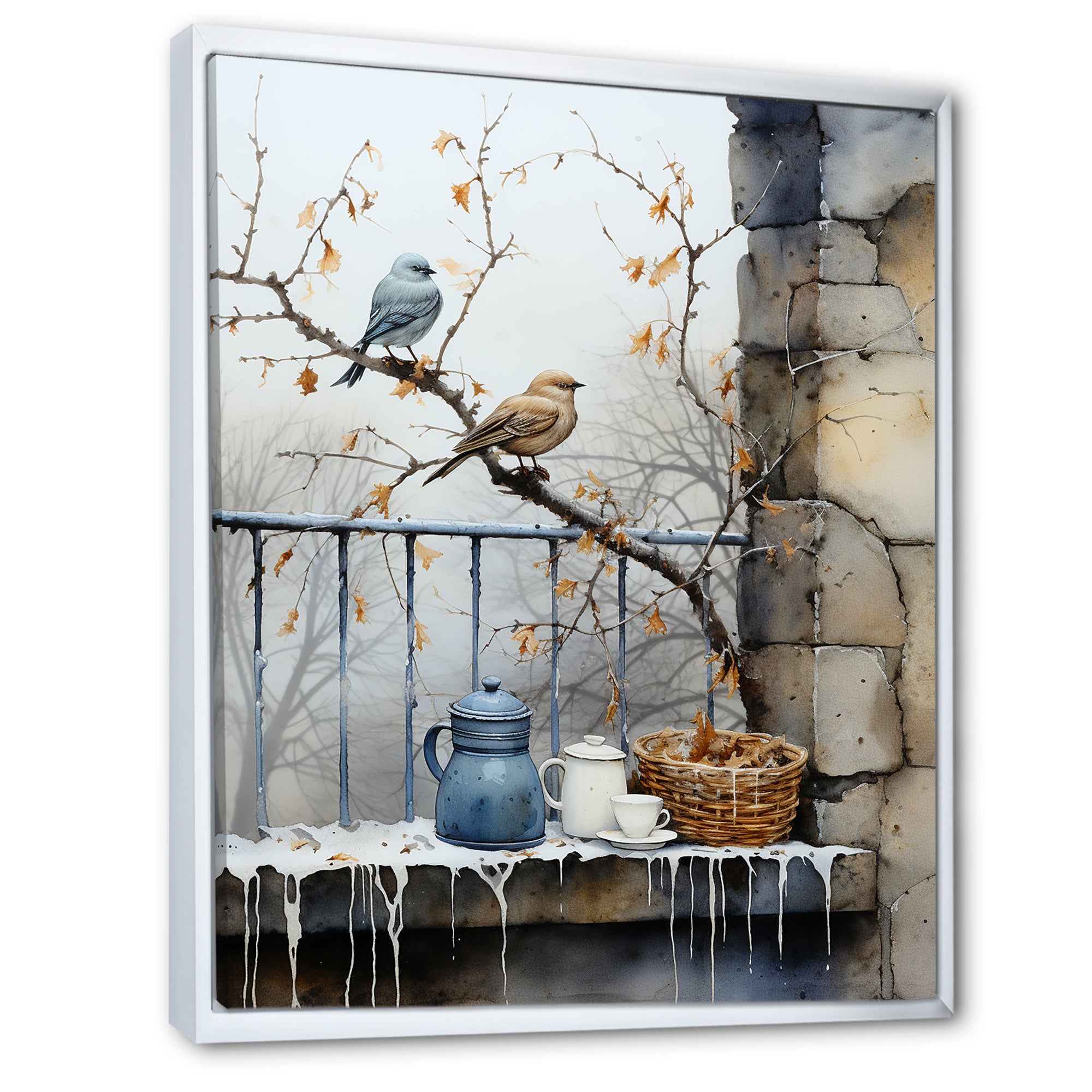 Snowy birds window views - Bird Wall Decor