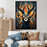 Orange and green African Deer spirit - Deer Framed Canvas Art