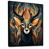 Orange and green African Deer spirit - Deer Framed Canvas Art
