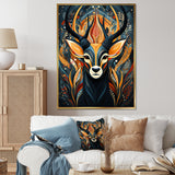 Orange and green African Deer spirit - Deer Framed Canvas Art