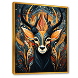Orange and green African Deer spirit - Deer Framed Canvas Art