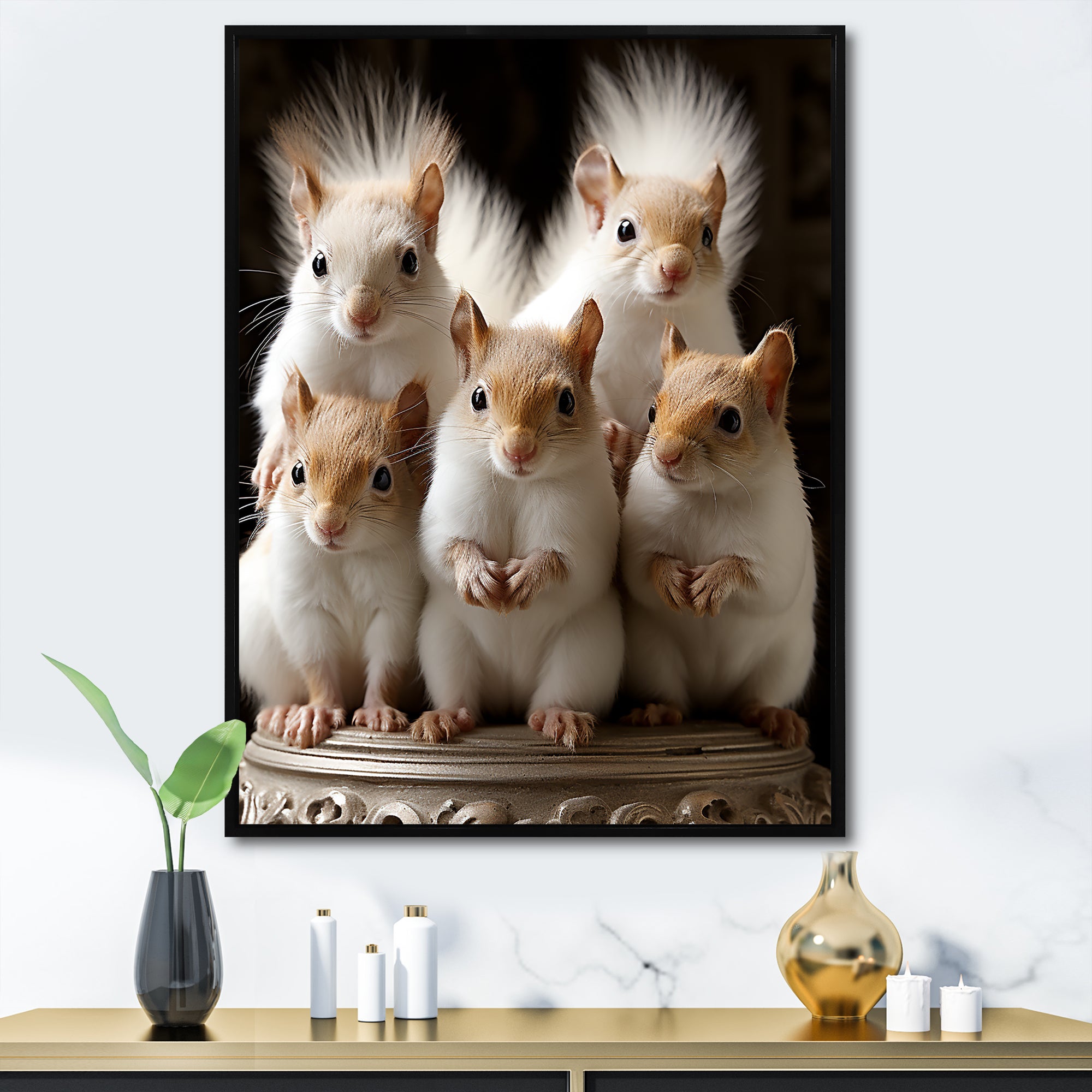 Charming Squirrel Gathering - Squirrel Living Room Wall Art