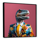Yellow and pink Fashion first dressed Dinosaur - Dinosaur Large Canvas Wall Art