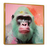 Green and pink Vibrant Gorilla Portrait - Green Gorilla Wall Art