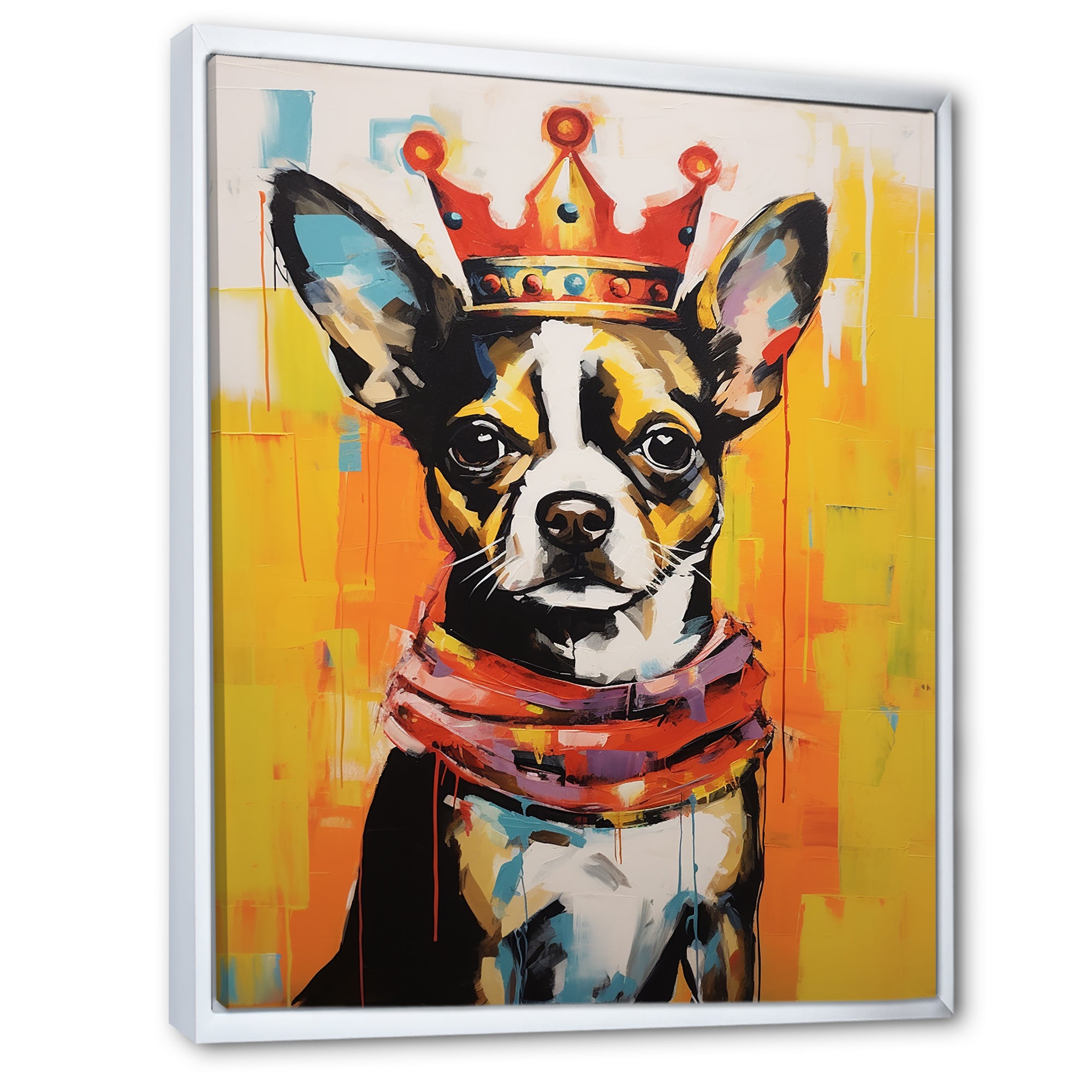 Royal Boston terrier dog - Red Dog Wall Art