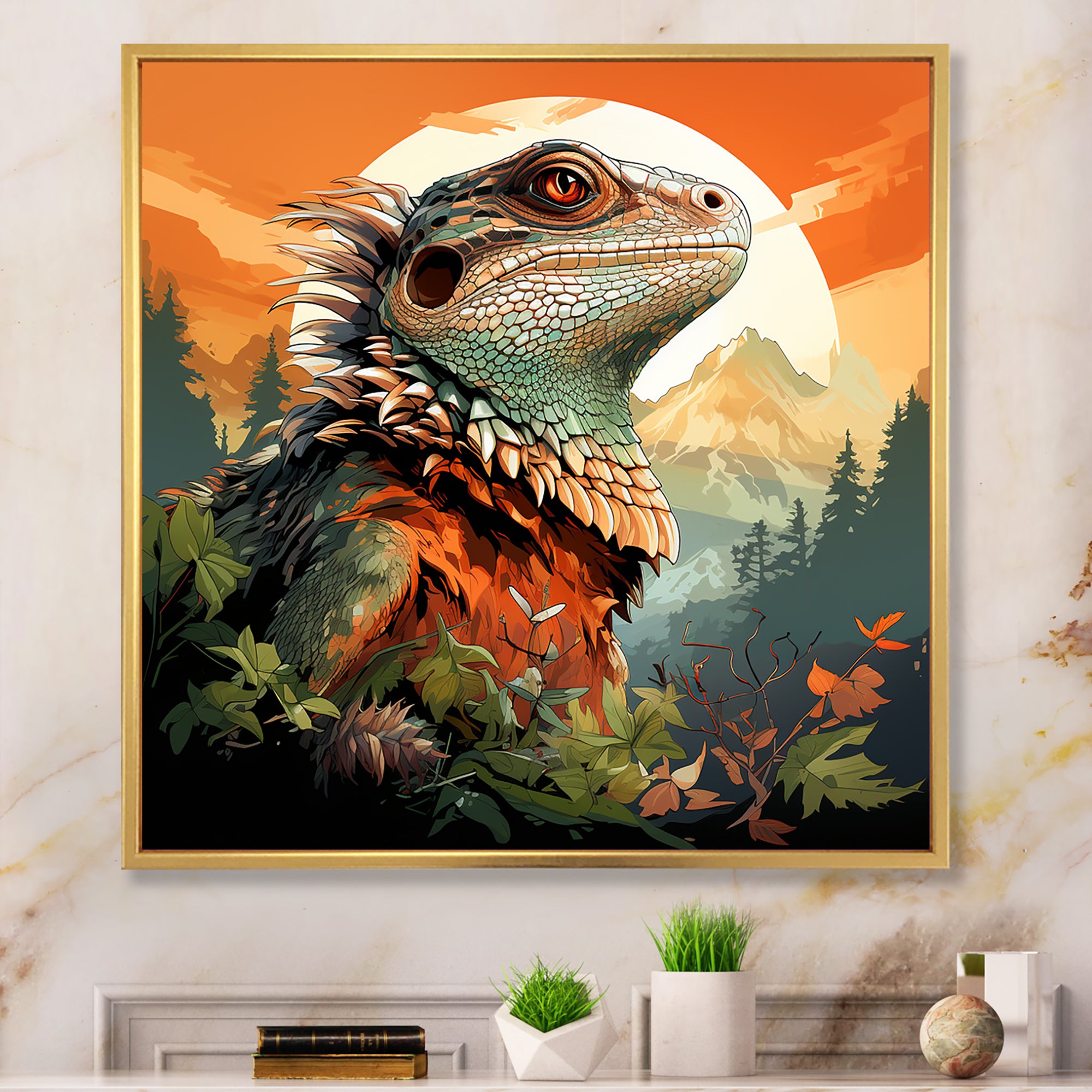 Forest Frolic Lizard - Gray Lizard Wall Art