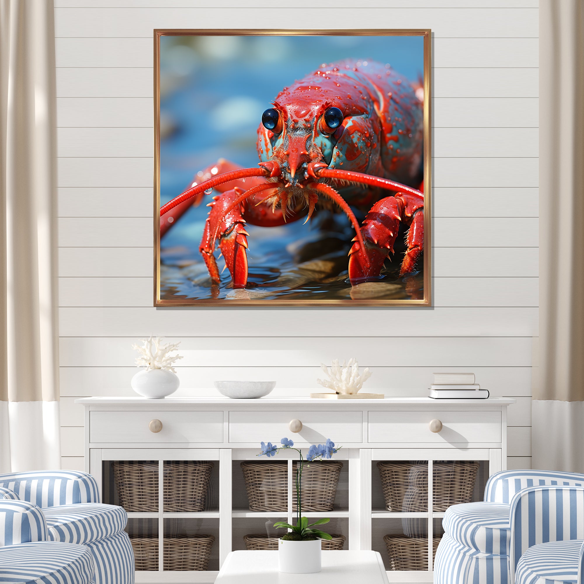 Coastal Crawler Portrait of a Lobster - Lobster Home Decor Art