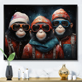 Popart Monkeys at the North Pole - Red Monkey Wall Art