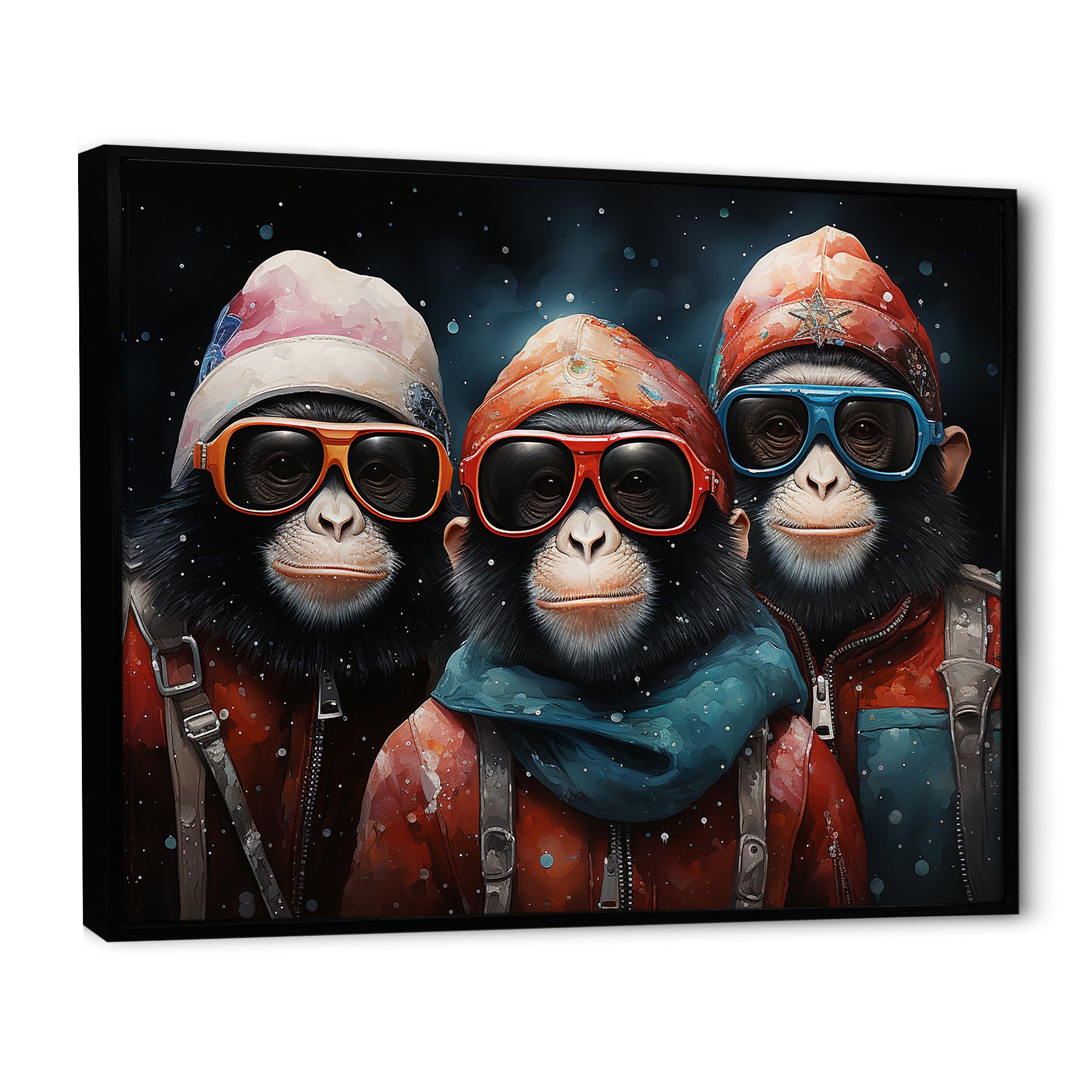 Popart Monkeys at the North Pole - Red Monkey Wall Art