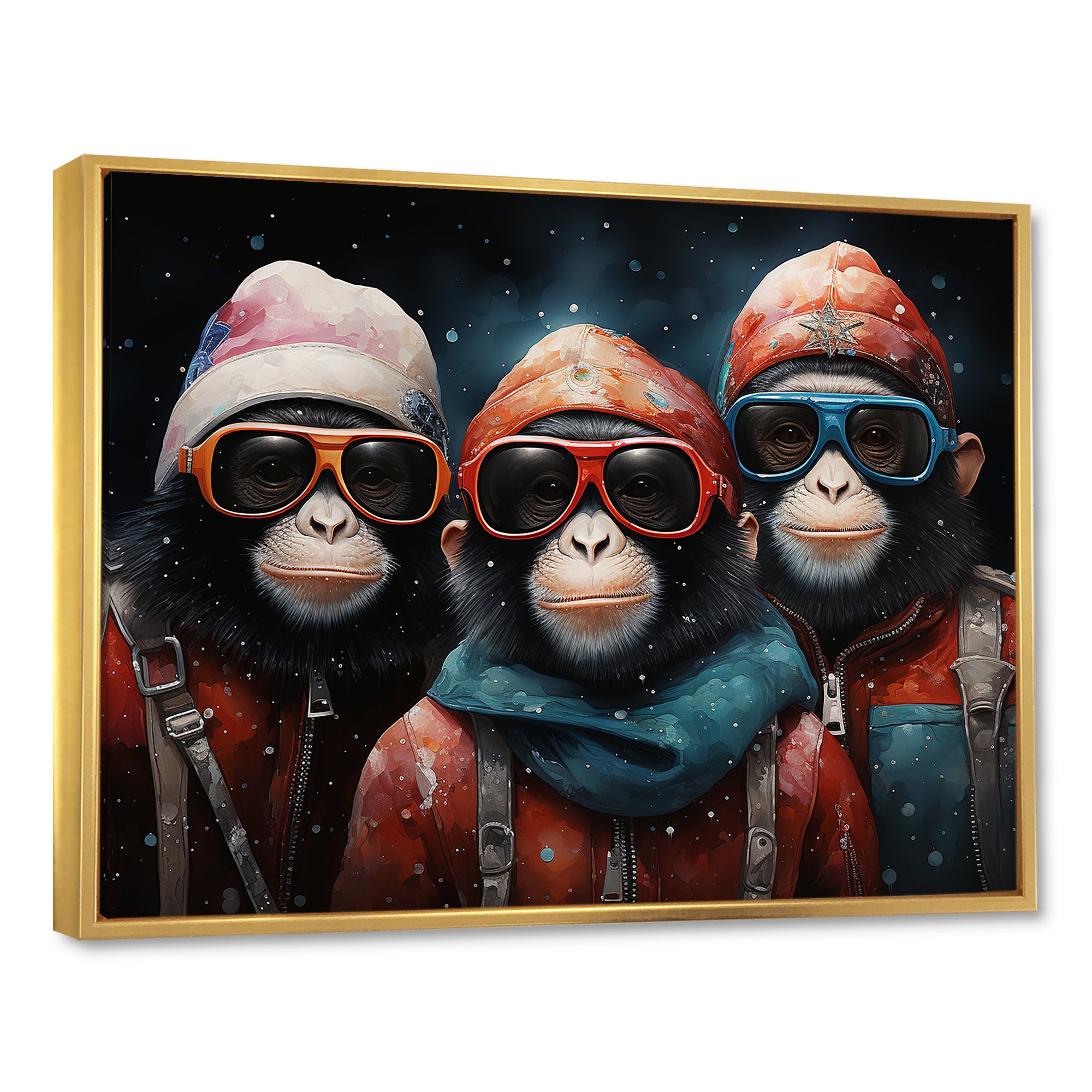 Popart Monkeys at the North Pole - Red Monkey Wall Art