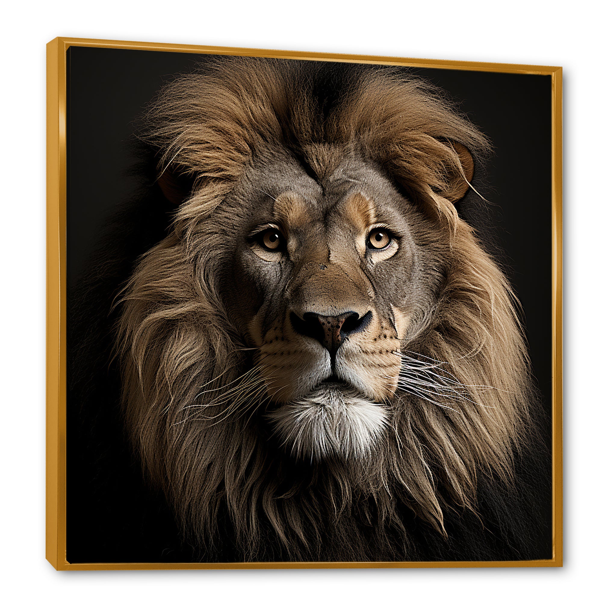 Dark Majestic Lion portrait - Lion Large Canvas Wall Art
