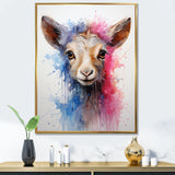 Pink and blue curious Llama portrait - Pink Llama Wall Art