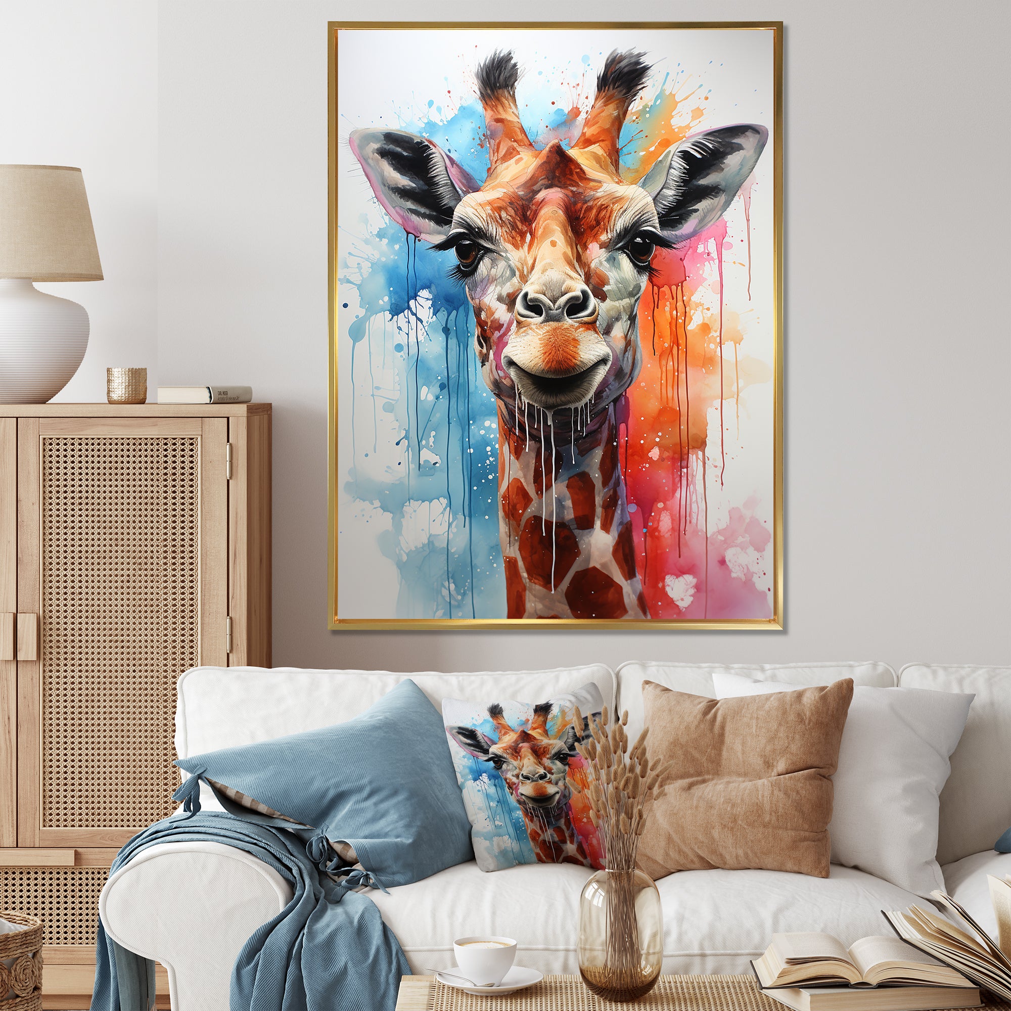 Popart Giraffe portrait - Giraffe Bedroom Wall Art