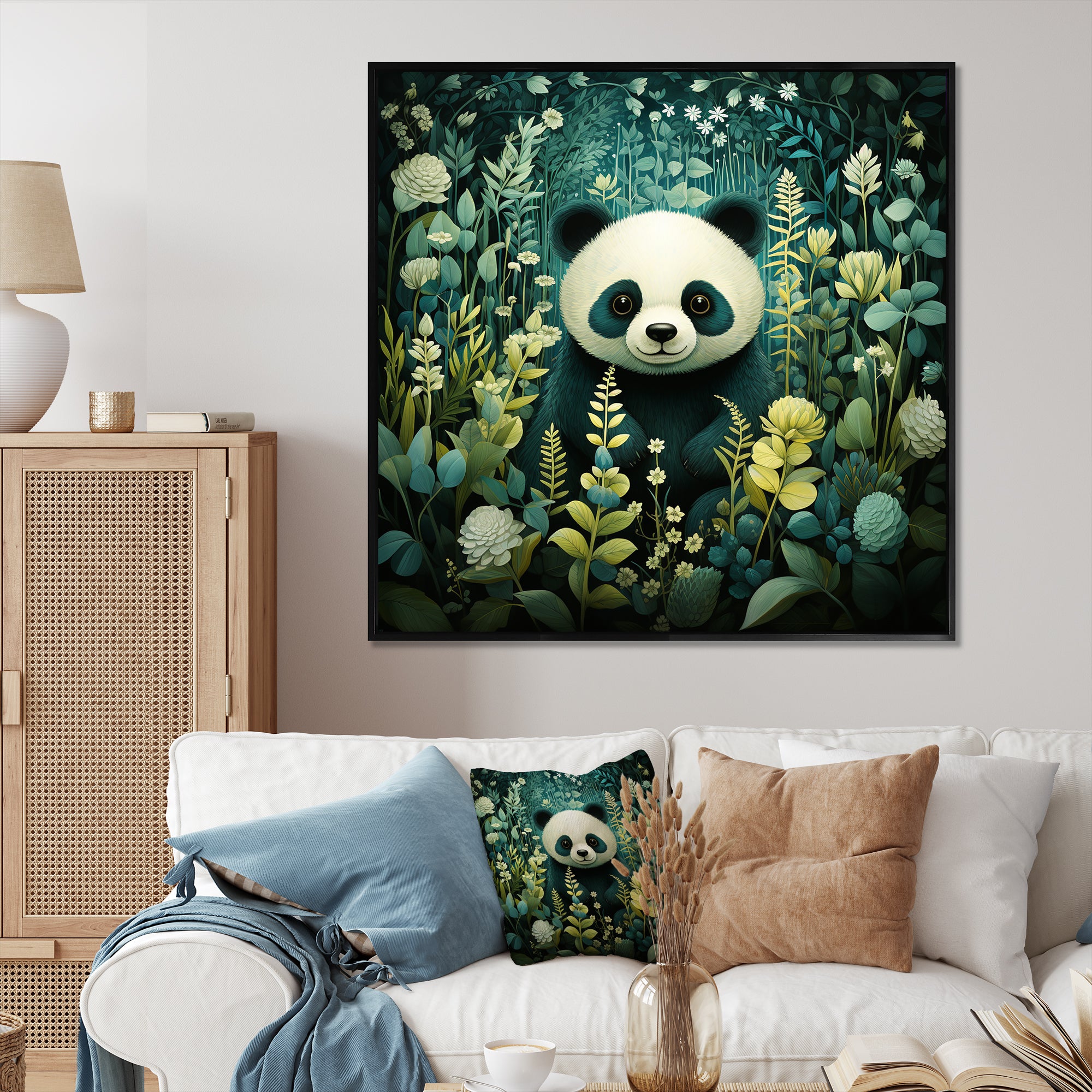 Cute panda children art - White Panda Wall Art