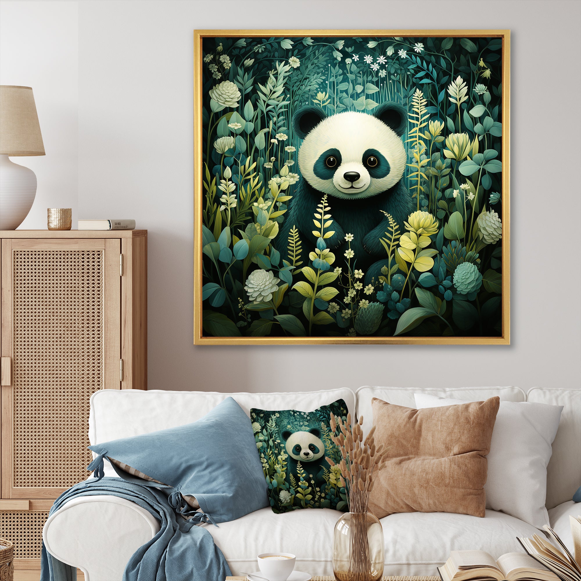 Cute panda children art - White Panda Wall Art