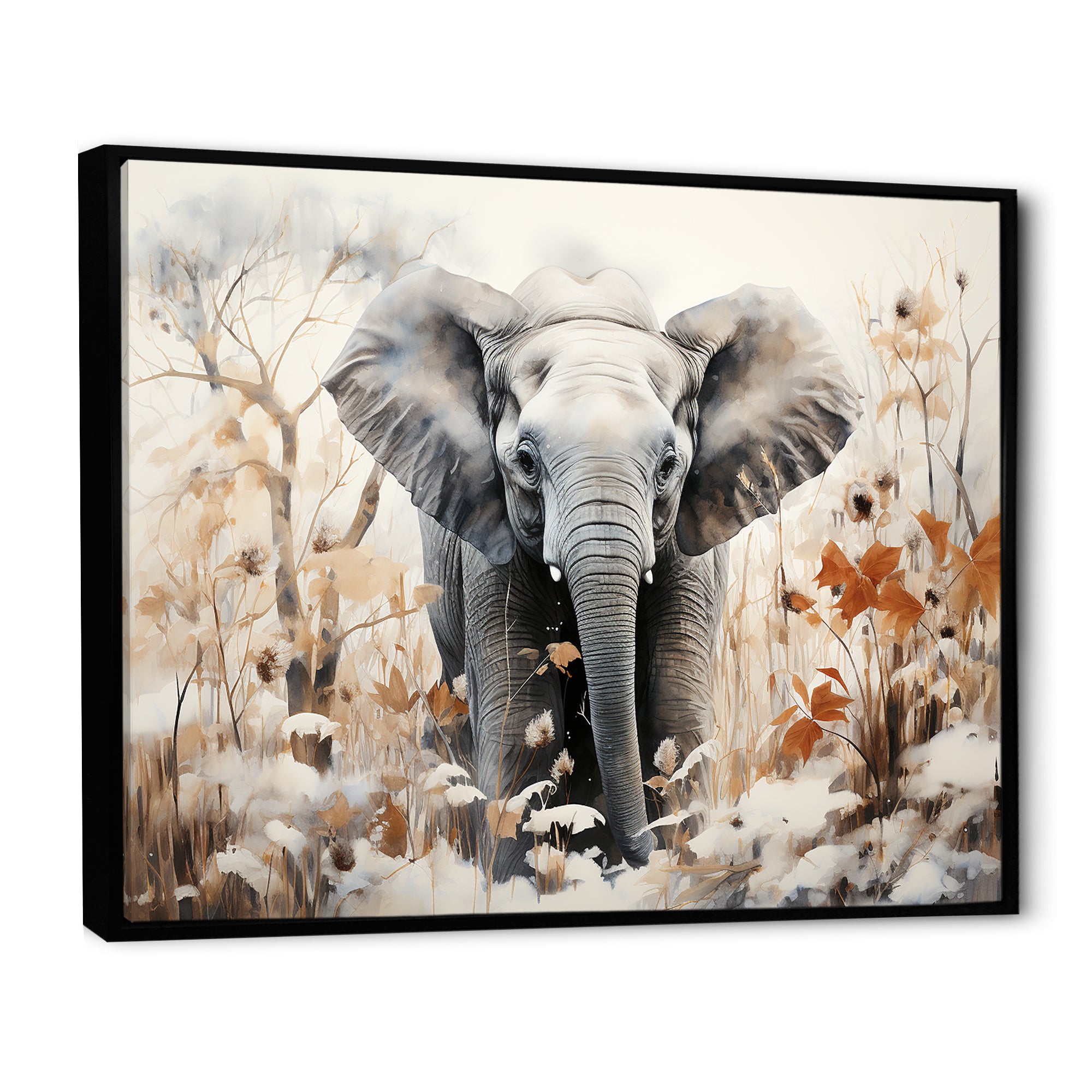 Elephants Bamboo Wonderland - Elephant Large Canvas Wall Art