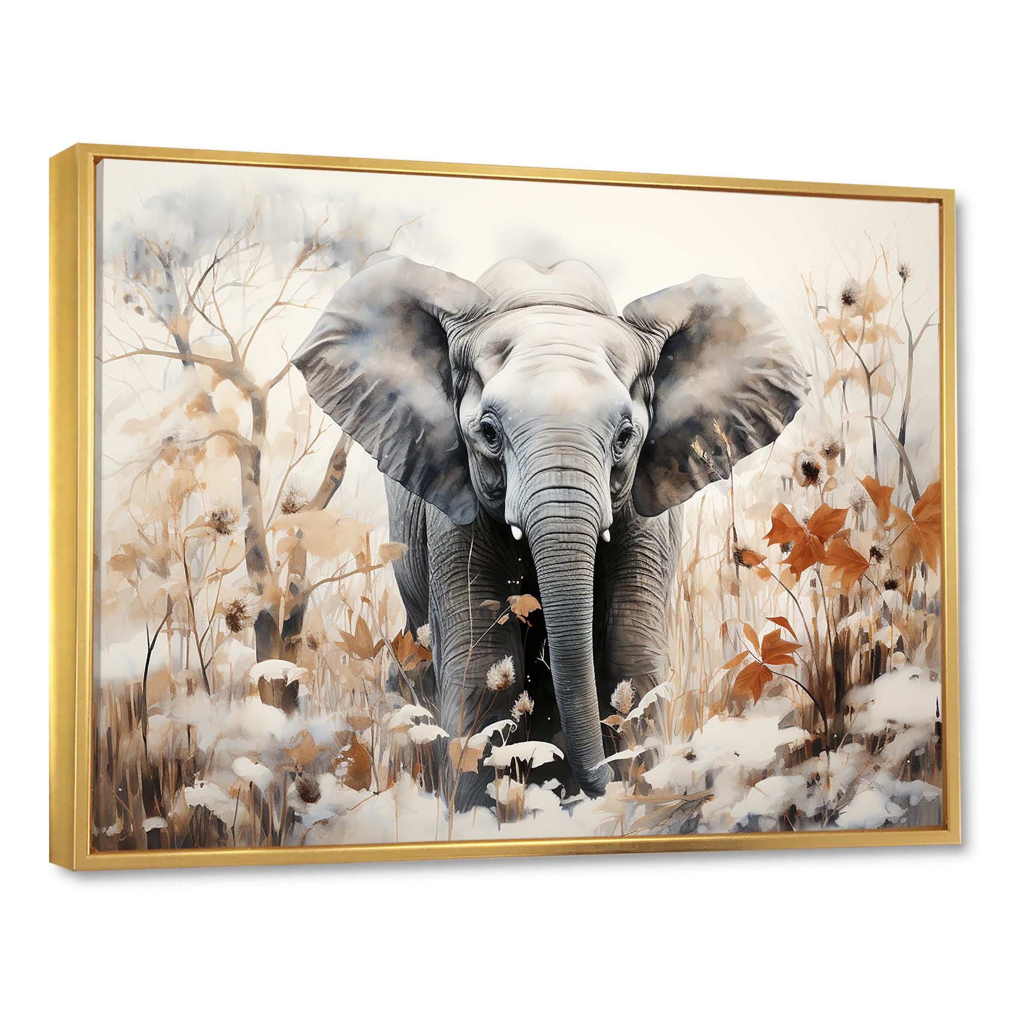 Elephants Bamboo Wonderland - Elephant Large Canvas Wall Art