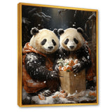 Snowy Bamboo Panda Party - Panda Bedroom Wall Art