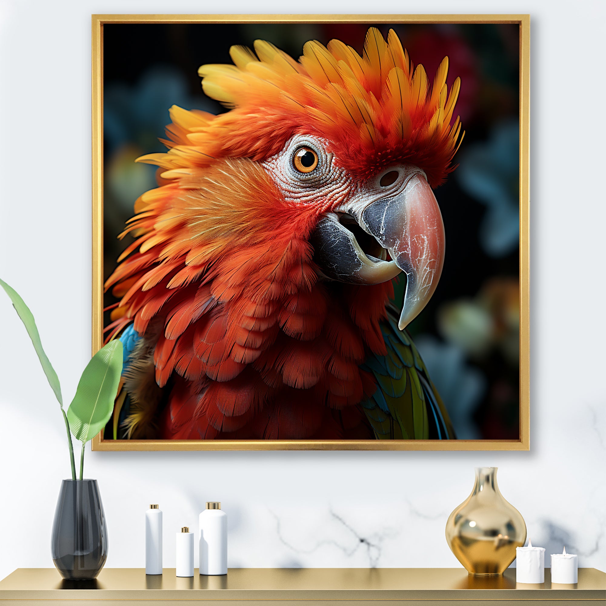 Orange Parrot portrait photo - Parrot Wall Art Prints