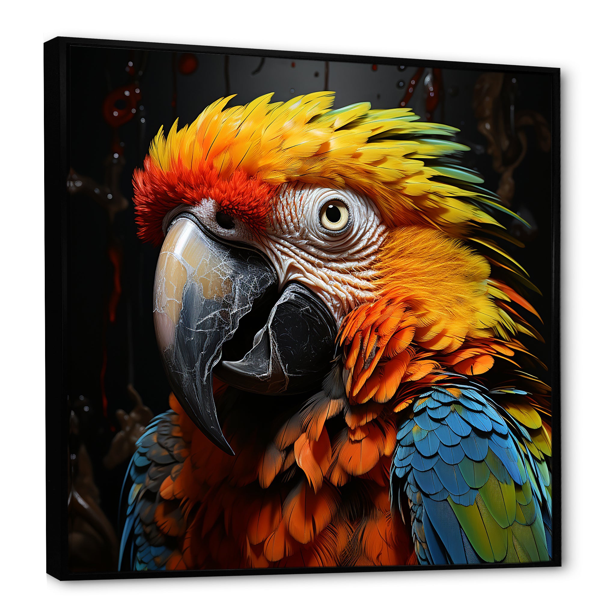 Yellow and blue Parrot portrait photo - Yellow Parrot Wall Art