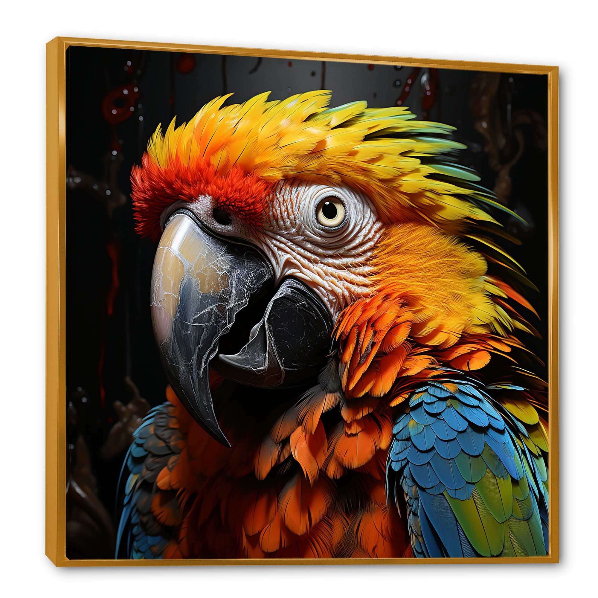 Yellow and blue Parrot portrait photo - Yellow Parrot Wall Art