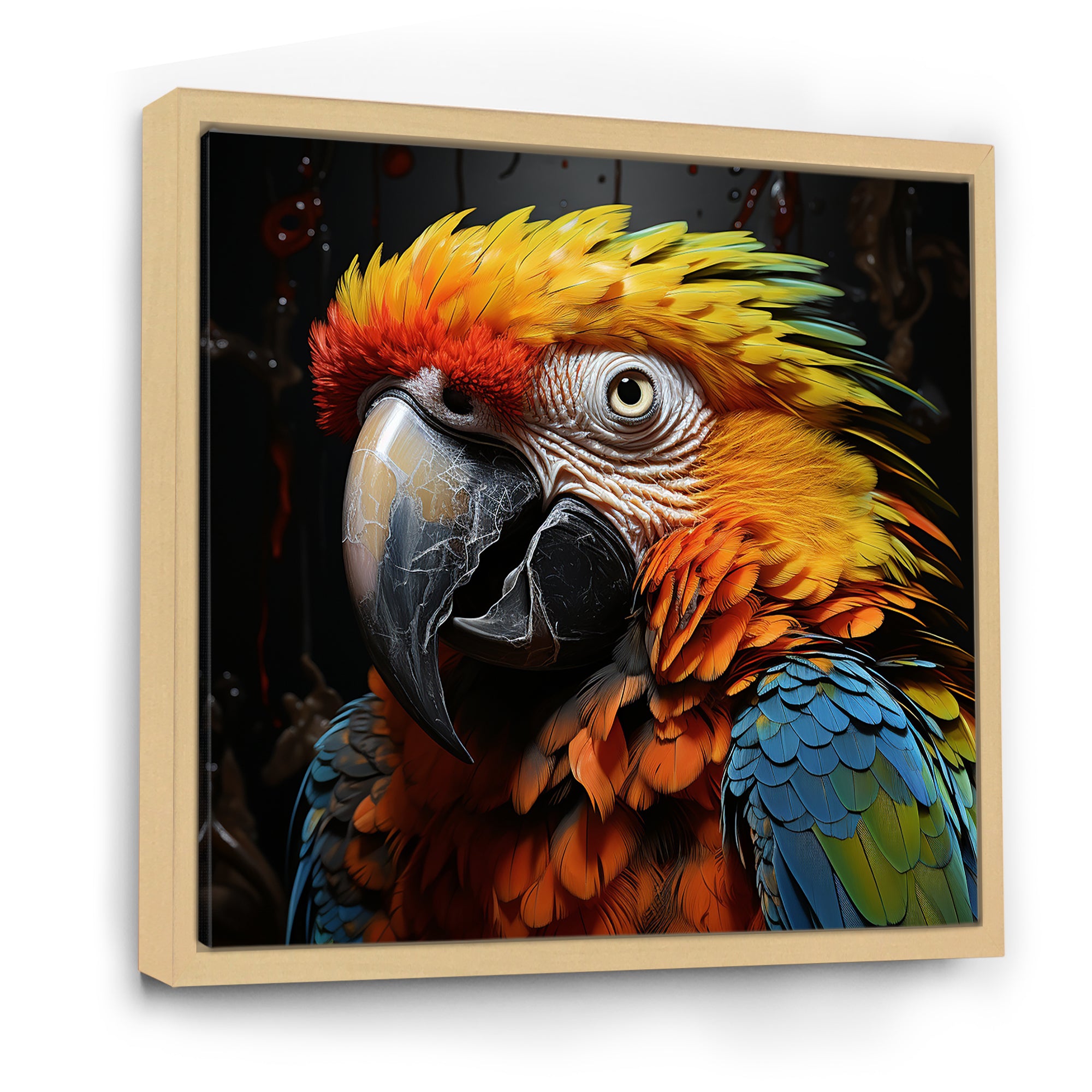 Yellow and blue Parrot portrait photo - Yellow Parrot Wall Art