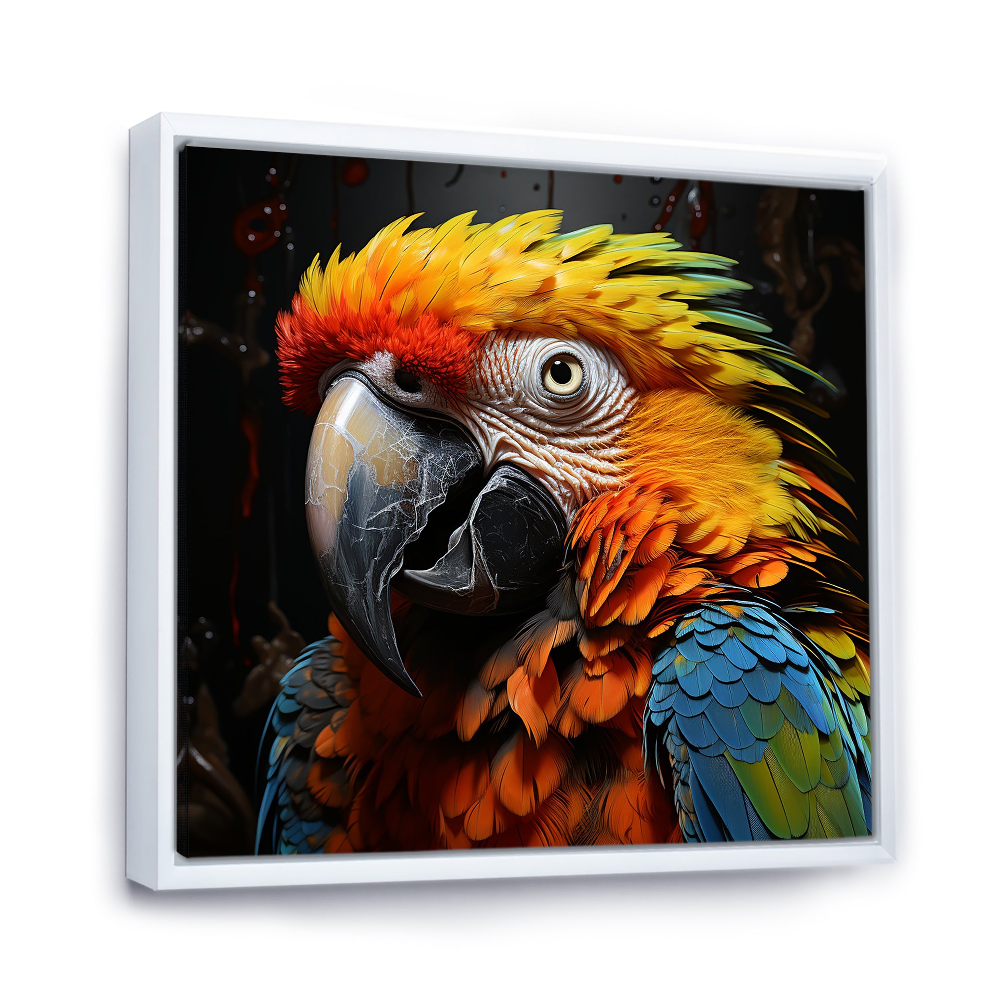 Yellow and blue Parrot portrait photo - Yellow Parrot Wall Art
