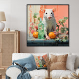 Pink curious rat fruits - Mouse Canvas Wall Art