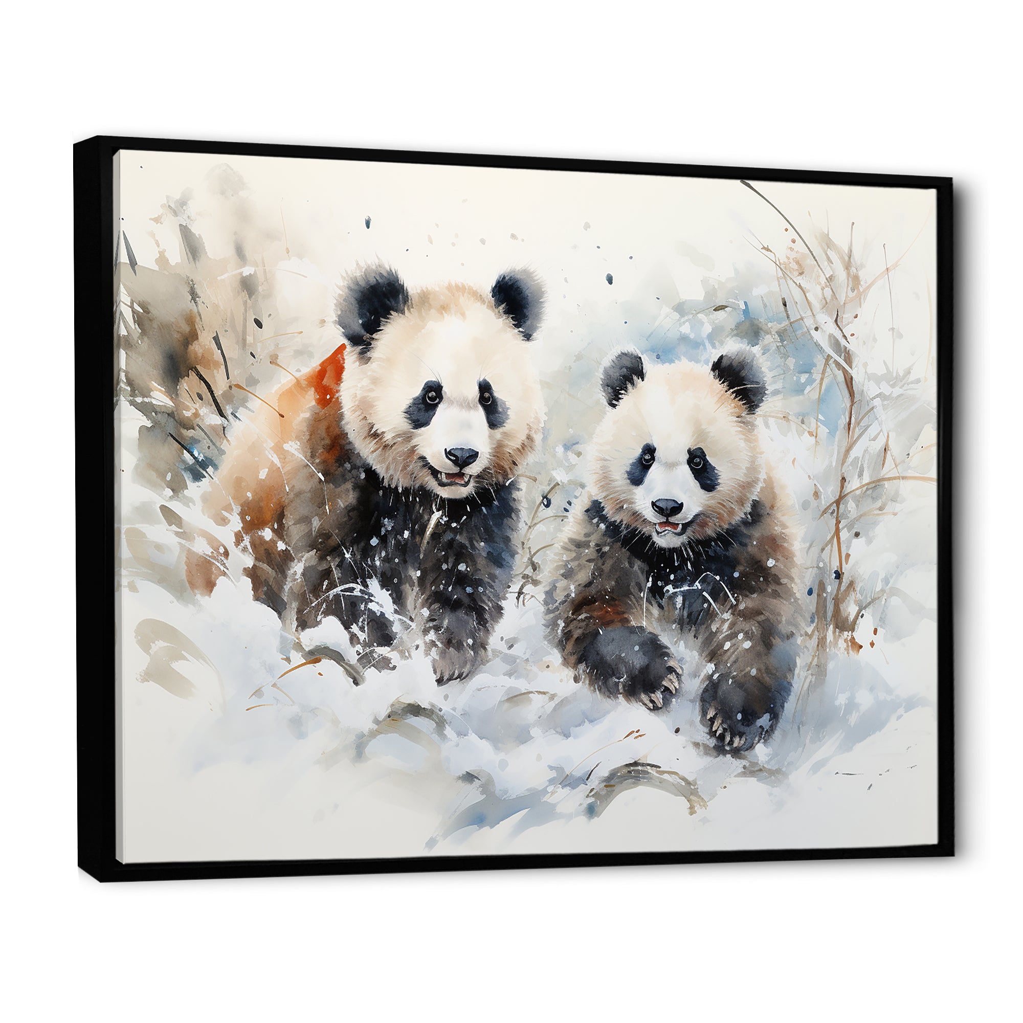 Panda playing in winter landscape - Bear Bedroom Wall Art