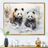 Panda playing in winter landscape - Bear Bedroom Wall Art