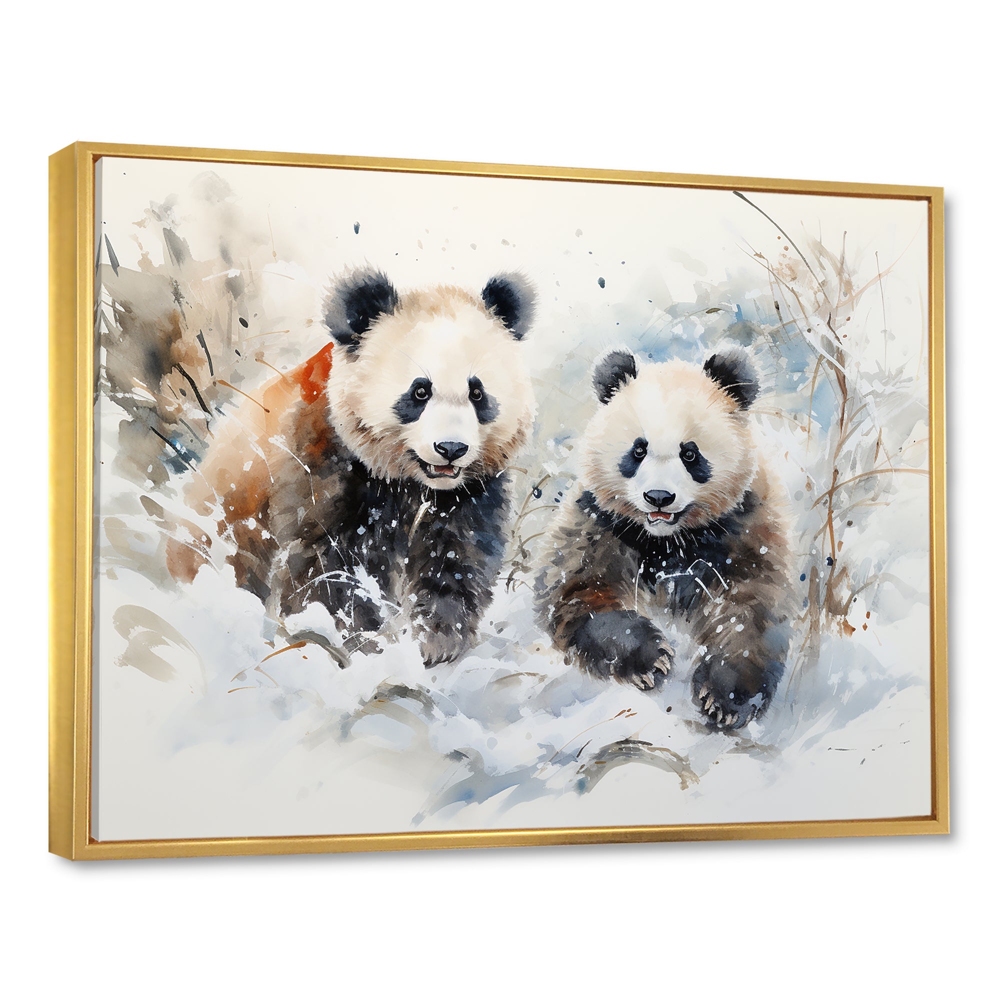 Panda playing in winter landscape - Bear Bedroom Wall Art