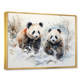 Panda playing in winter landscape - Bear Bedroom Wall Art