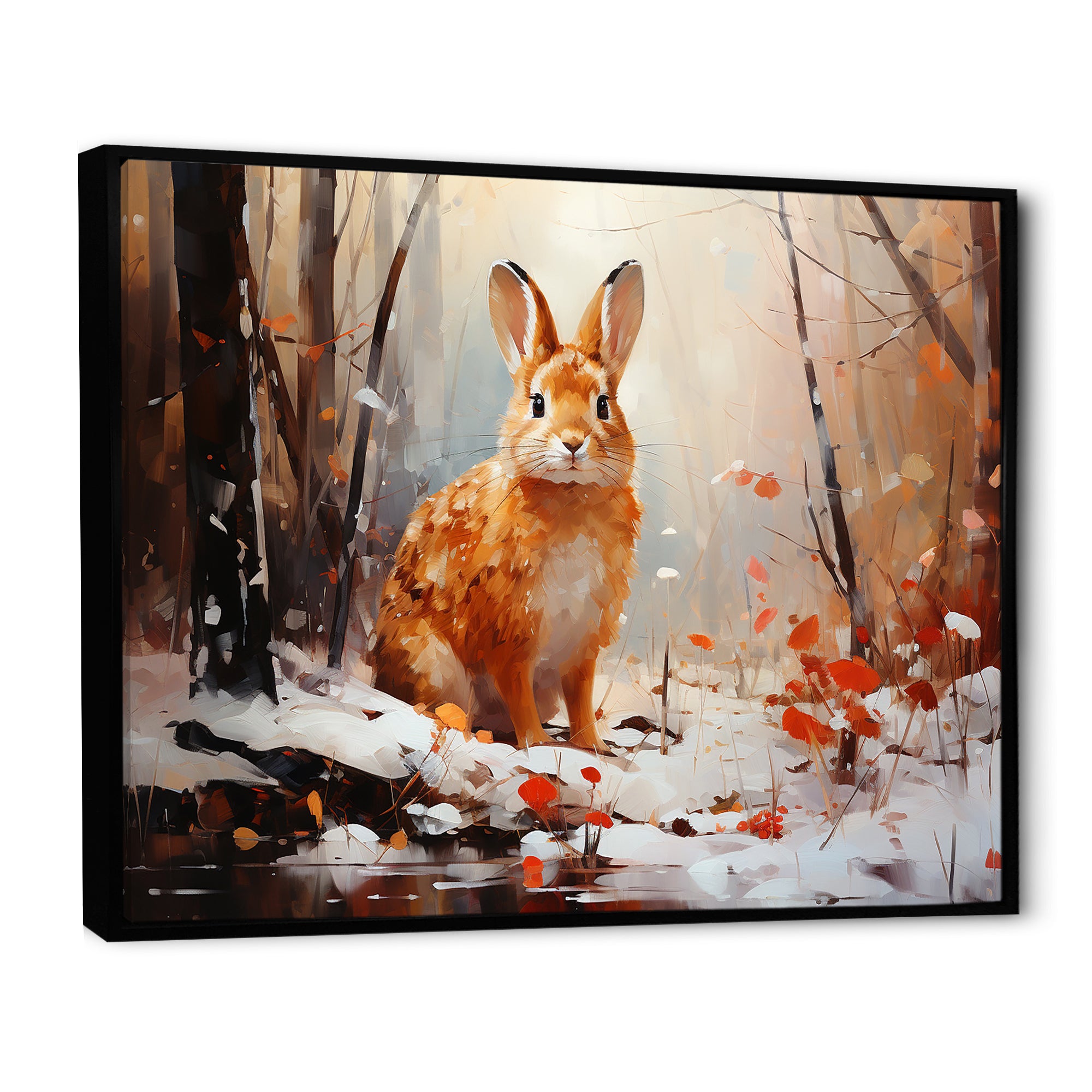 Frosty Rabbit winter Solitude - Rabbit Canvas Wall Art