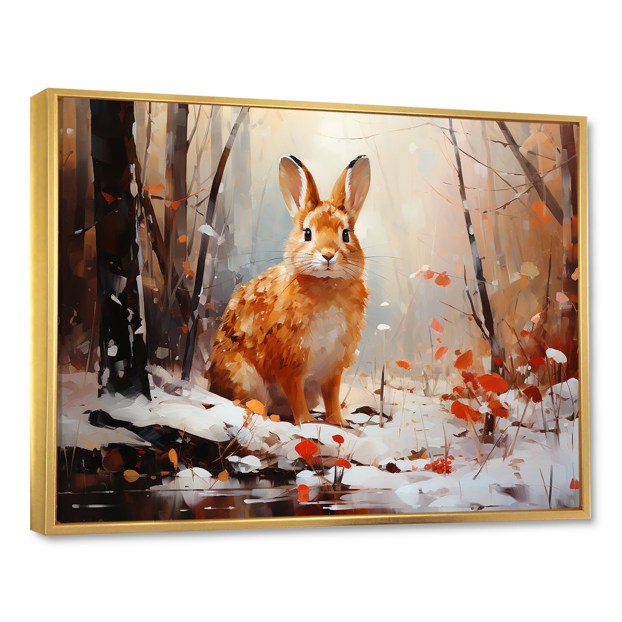 Frosty Rabbit winter Solitude - Rabbit Canvas Wall Art