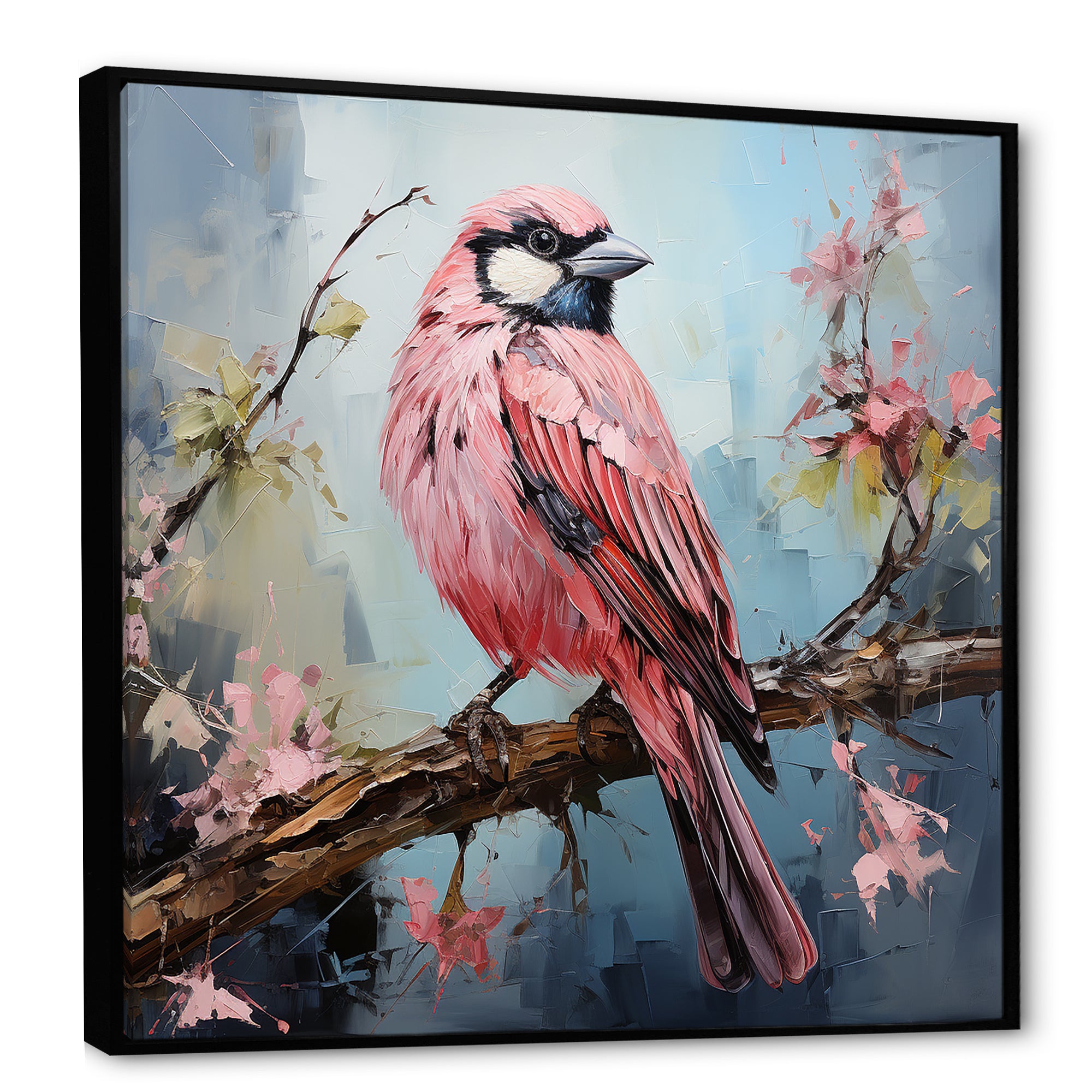 Blue and pink bird floral tree Harmony - Bird Wall Decor