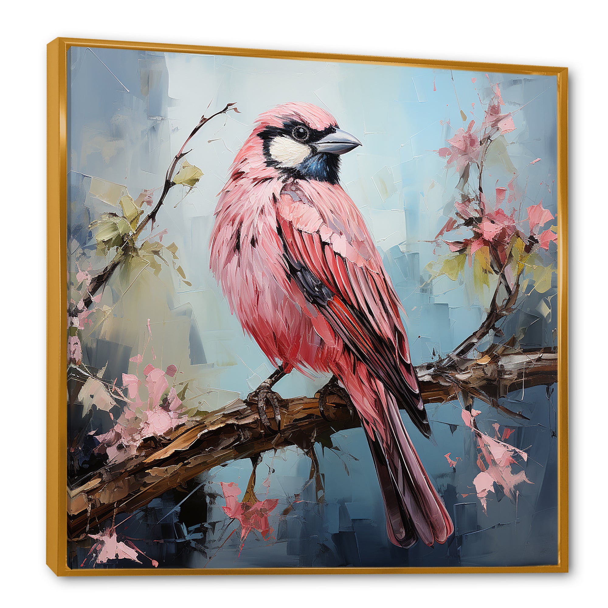 Blue and pink bird floral tree Harmony - Bird Wall Decor