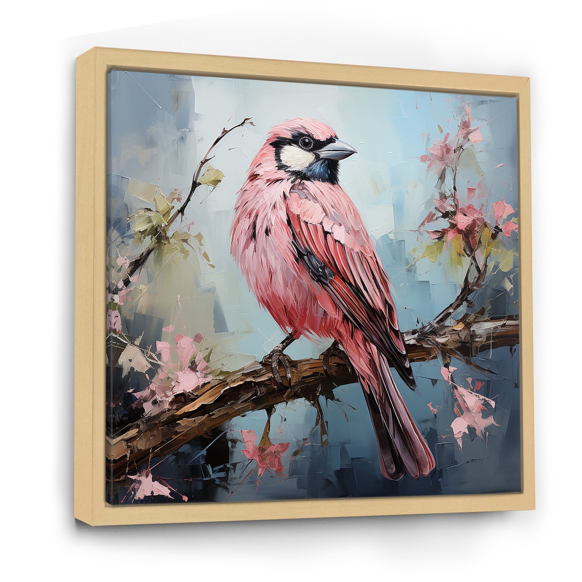 Blue and pink bird floral tree Harmony - Bird Wall Decor