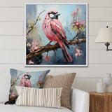 Blue and pink bird floral tree Harmony - Bird Wall Decor