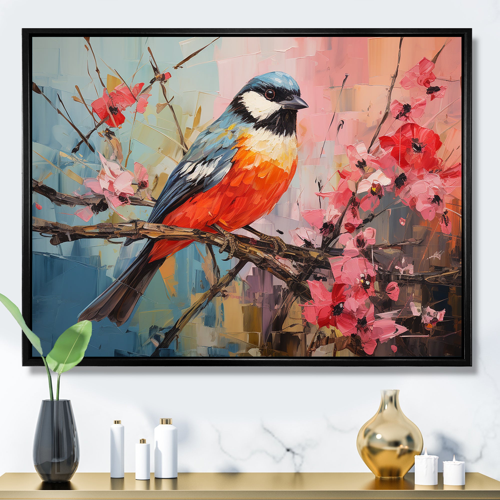 Blue bird floral tree harmony - Blue Bird Wall Art