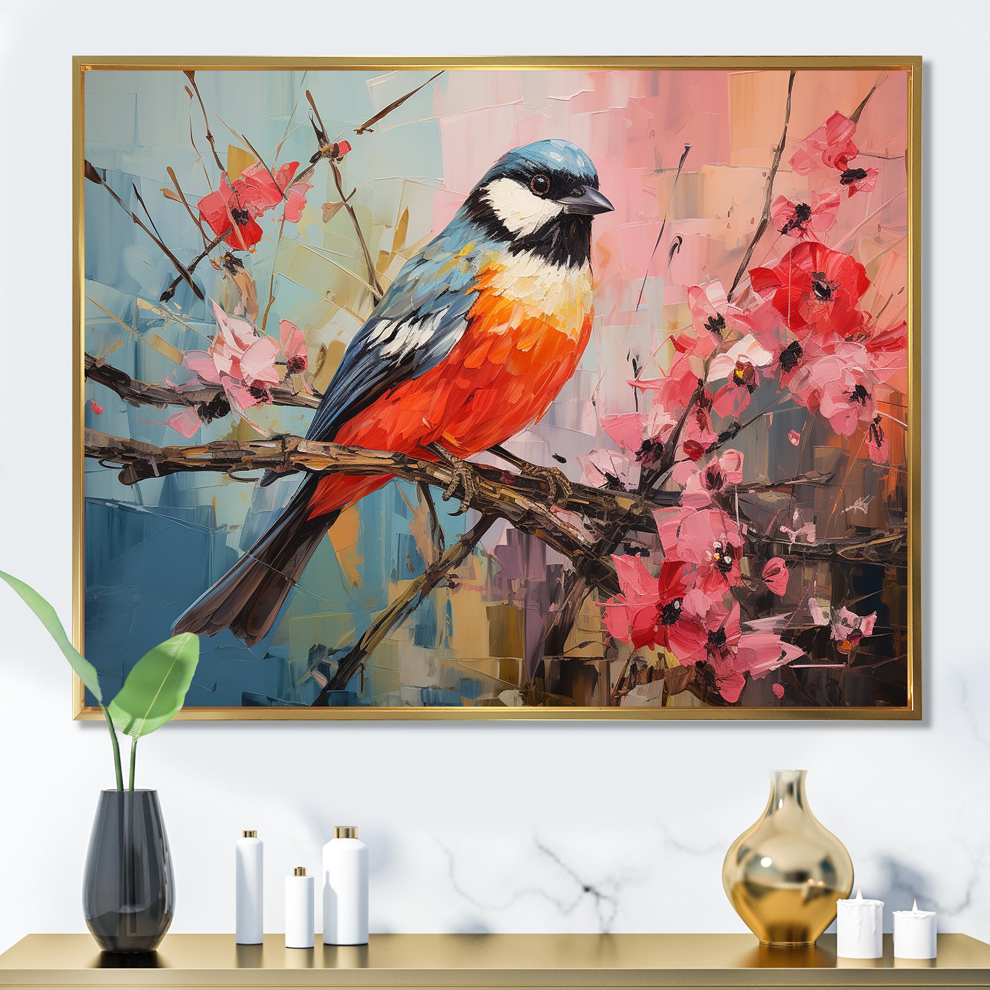 Blue bird floral tree harmony - Blue Bird Wall Art