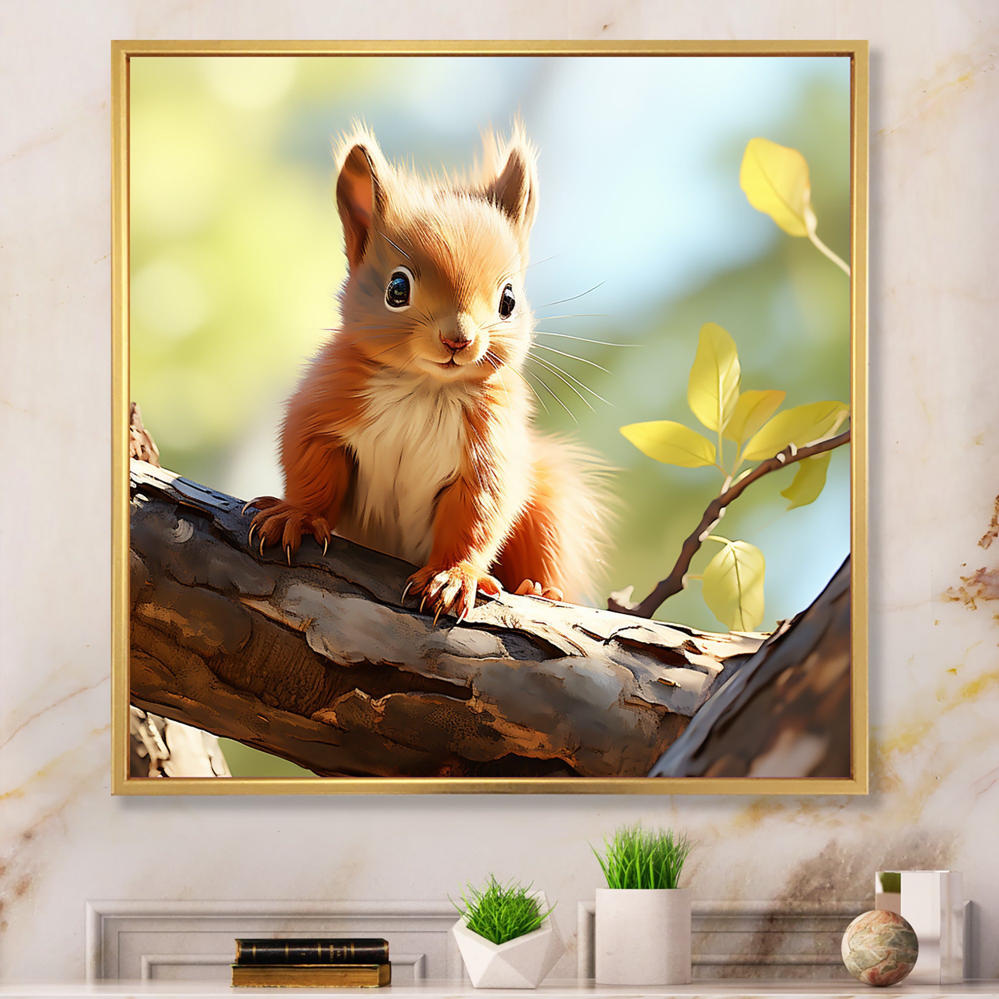 Forest cute Squirrel - Squirrel Large Canvas Wall Art