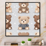 Brown and grey Teady bear nursery - Bear Large Canvas Wall Art