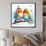 Blue and yellow Bird Buddies Winter Adventure - Bird Canvas Wall Art