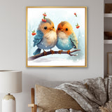 Blue and yellow Bird Buddies Winter Adventure - Bird Canvas Wall Art