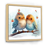 Blue and yellow Bird Buddies Winter Adventure - Bird Canvas Wall Art