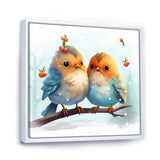 Blue and yellow Bird Buddies Winter Adventure - Bird Canvas Wall Art