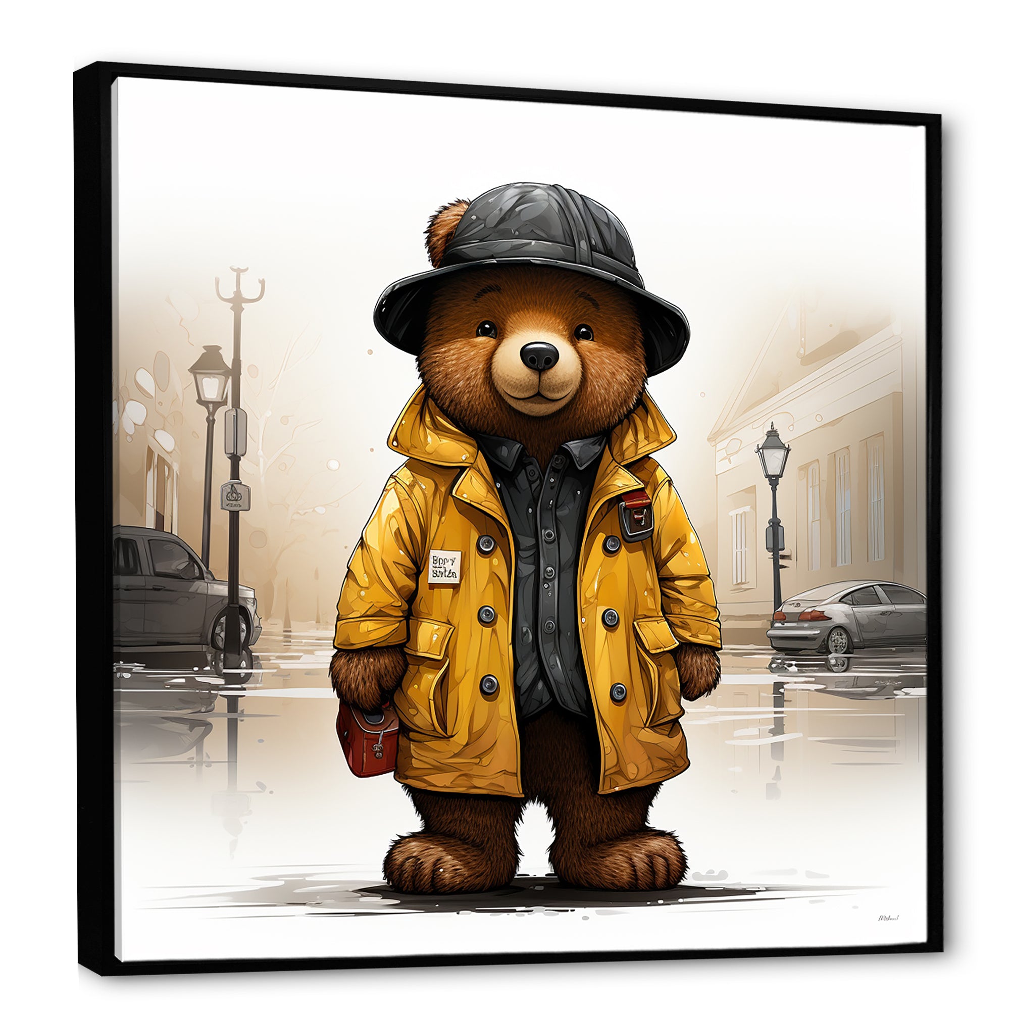 Yellow nursery teddy bear adventures - Nursery Teddy Bear Wall Art Prints