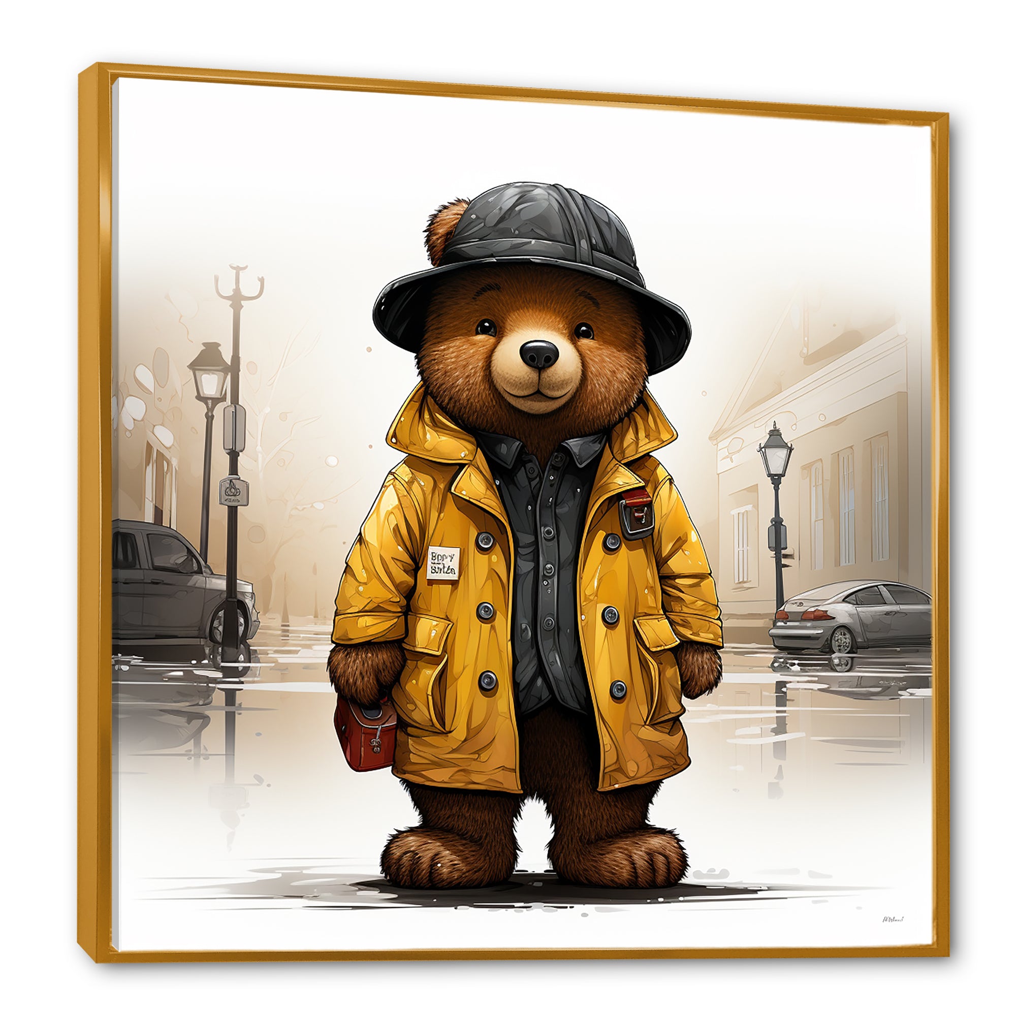 Yellow nursery teddy bear adventures - Nursery Teddy Bear Wall Art Prints