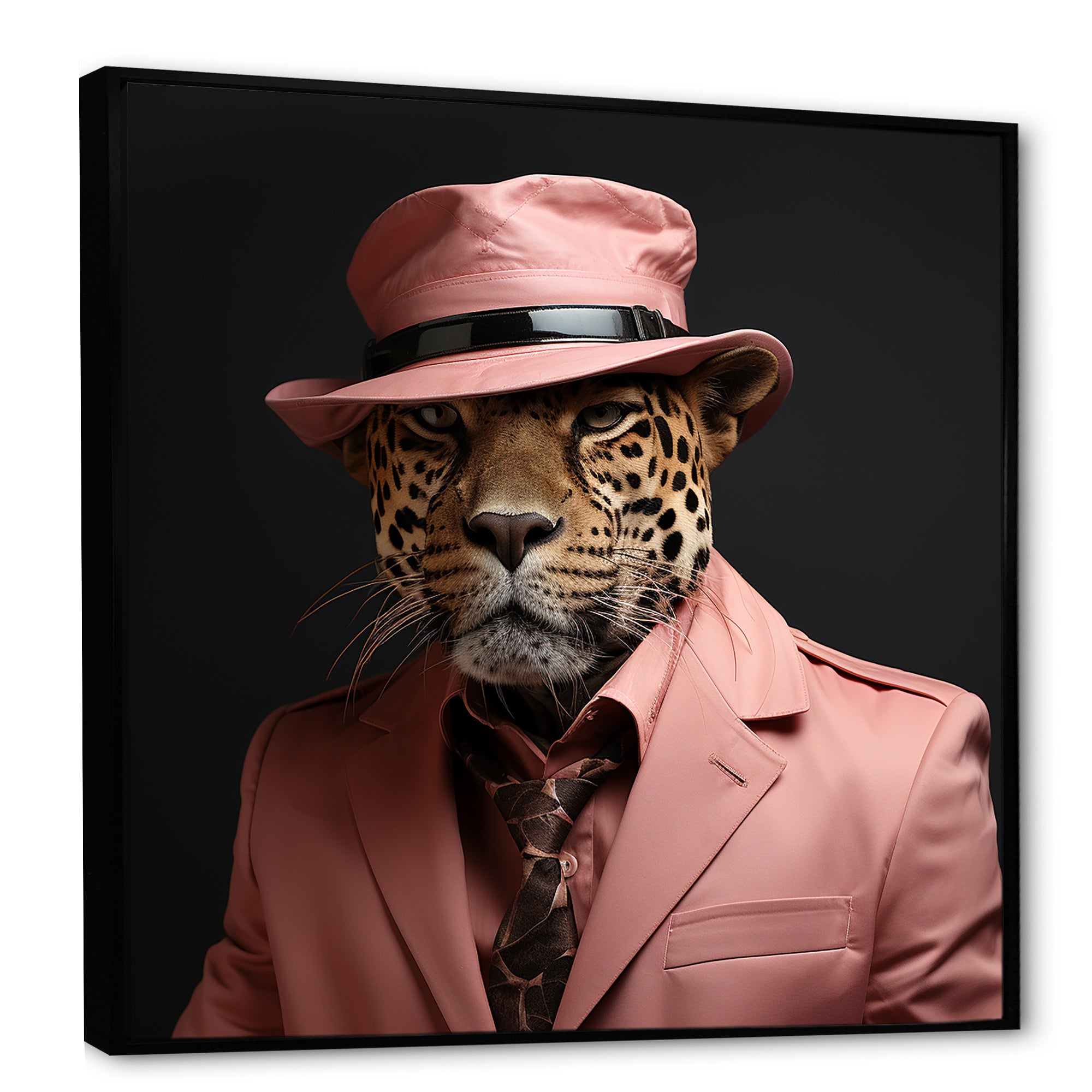 Pink suited up cheetah - Cheetah Fashion Home Decor Art